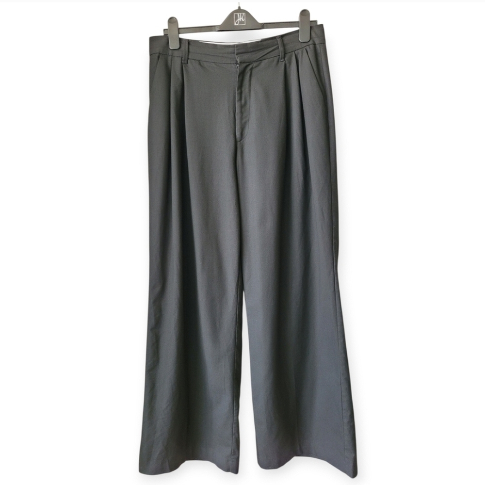 Zara Wide Leg High Waist Trousers In Black Size Large